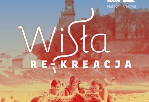 Kolorowy baner. Trzy kobiety leżące na ręczniku, czytające gazetę. W tle Wawel